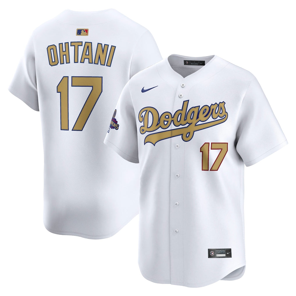 Men's Los Angeles Dodgers Shohei Ohtani White 2025 Gold Collection Limited Jersey