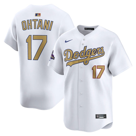 Men's Los Angeles Dodgers Shohei Ohtani White 2025 Gold Collection Limited Jersey