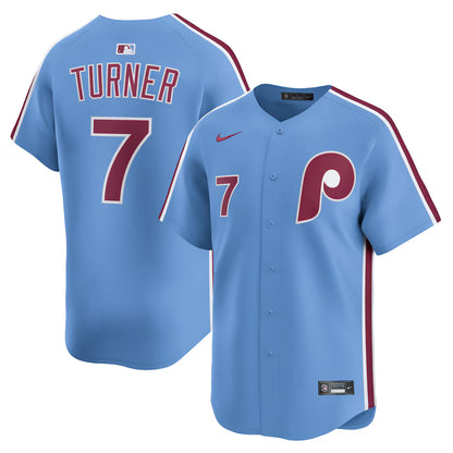 Men's Philadelphia Phillies Trea Turner Light Blue Alternate Limited Player Jersey