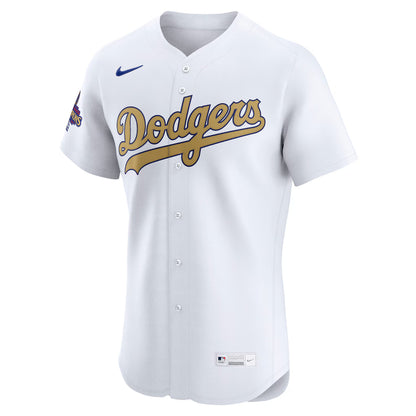 Men's Los Angeles Dodgers White 2025 Gold Collection Elite Jersey