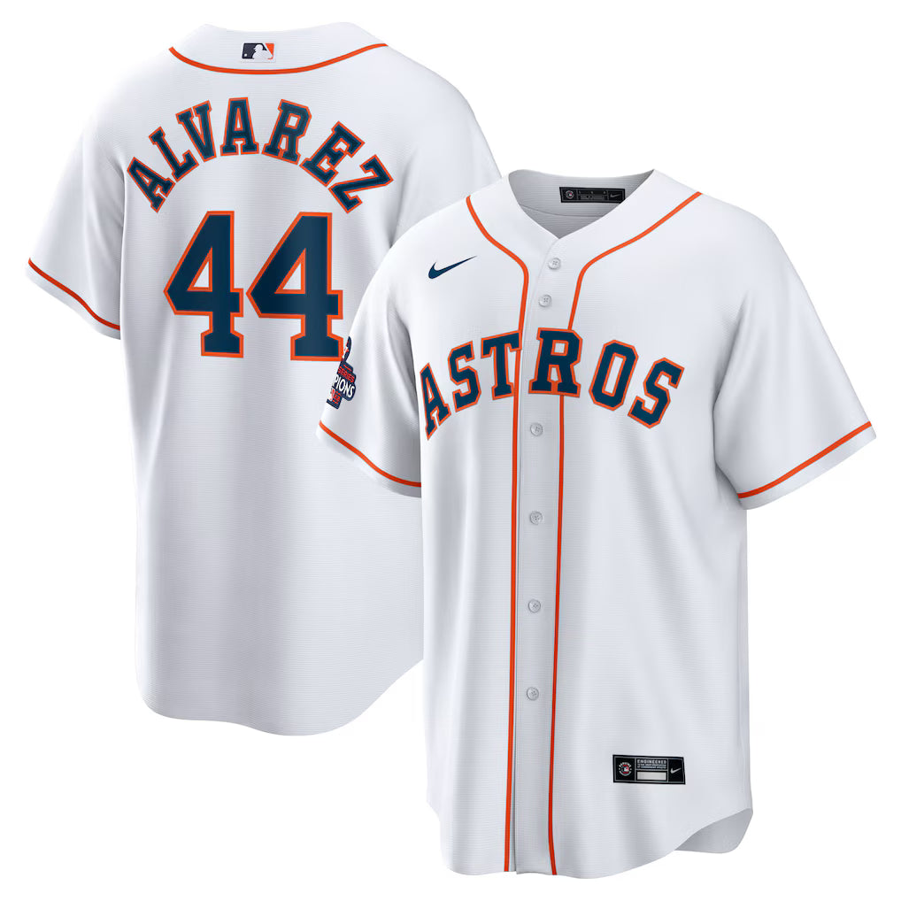 Men's Houston Astros Yordan Alvarez White 2022 World Series Champions Home Replica Jersey