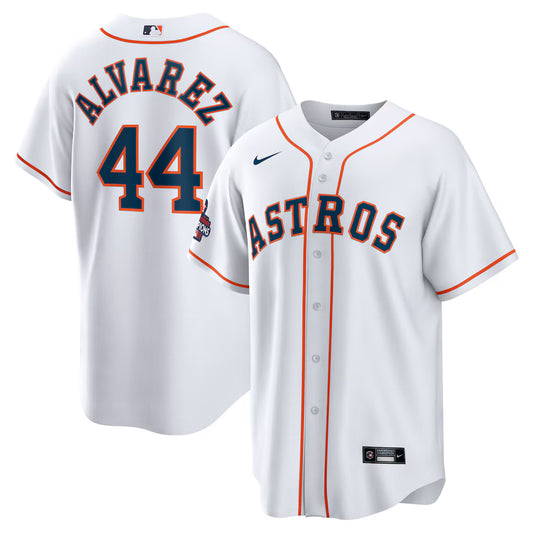 Men's Houston Astros Yordan Alvarez White 2022 World Series Champions Home Replica Jersey