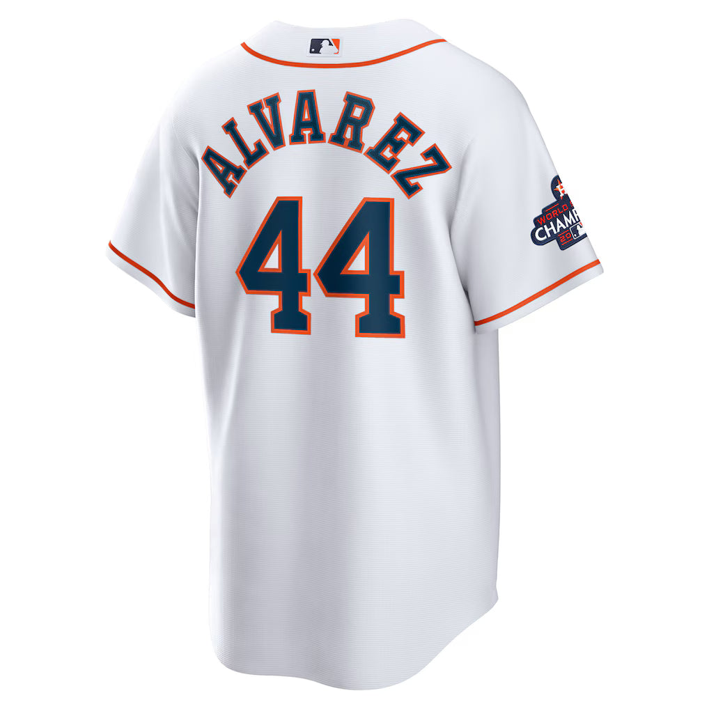 Men's Houston Astros Yordan Alvarez White 2022 World Series Champions Home Replica Jersey