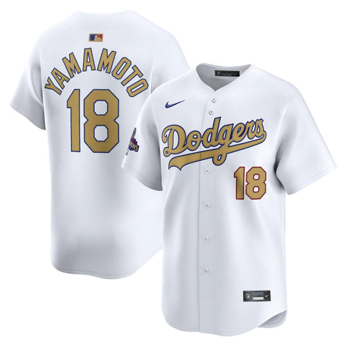 Yoshinobu Yamamoto Los Angeles Dodgers 2025 Gold Collection Limited Jersey – White
