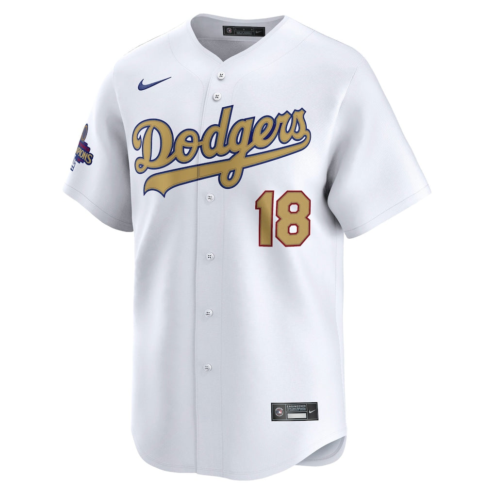 Yoshinobu Yamamoto Los Angeles Dodgers 2025 Gold Collection Limited Jersey – White