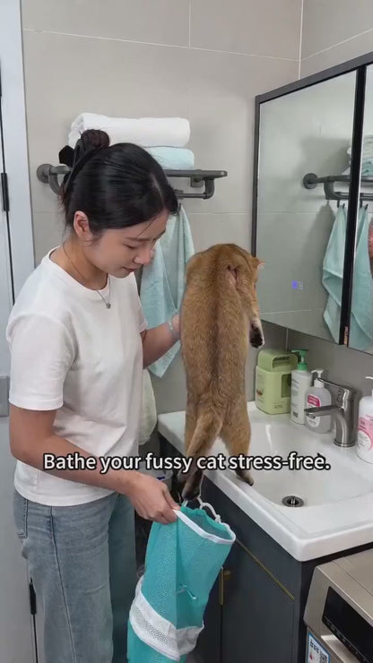 Adjustable Anti-Scratch Cat Mesh Bag for Bathing & Nail Trimming