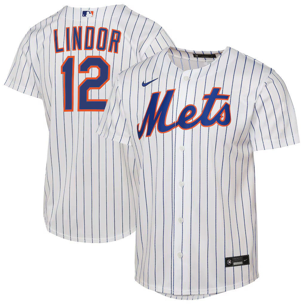 Youth New York Mets Francisco Lindor White Home Replica Player Jersey