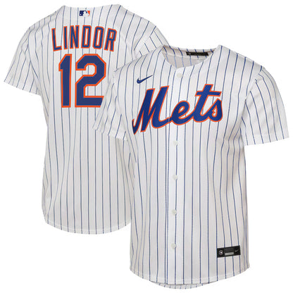 Youth New York Mets Francisco Lindor White Home Replica Player Jersey