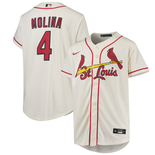 Youth St. Louis Cardinals Yadier Molina Cream Alternate Replica Player Jersey