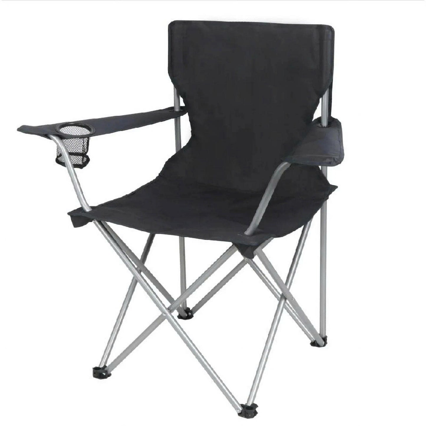 Ozark Trail Basic Quad Folding Camp Chair with Cup Holder (Black)