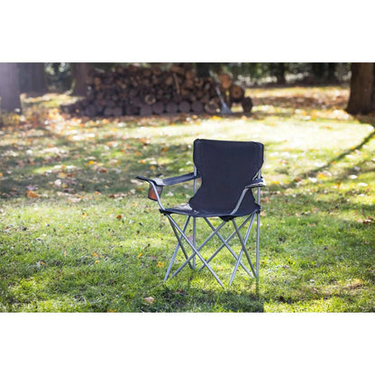 Ozark Trail Basic Quad Folding Camp Chair with Cup Holder (Black)