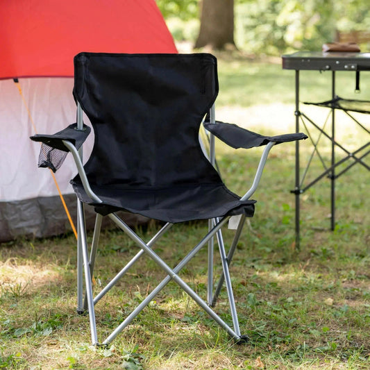 Ozark Trail Basic Quad Folding Camp Chair with Cup Holder (Black)
