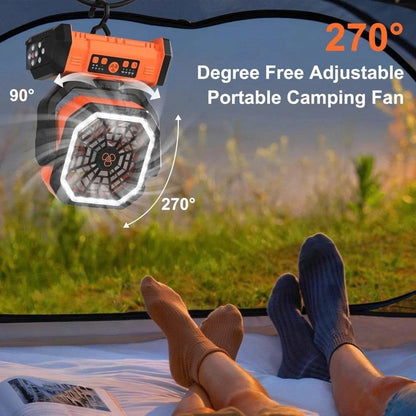 20000mAh Portable Camping Fan with LED Light & Remote Control