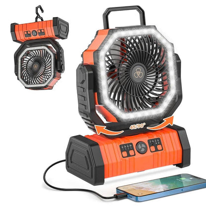 20000mAh Portable Camping Fan with LED Light & Remote Control