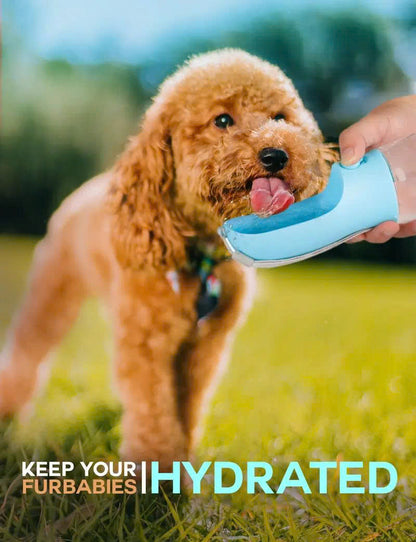 3-in-1 Portable Pet Water Bottle (20oz) with Food & Poop Bag Holder
