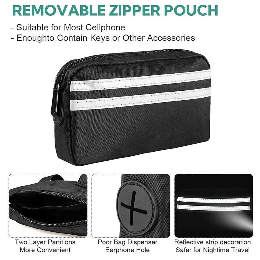 Hands-Free Dual Dog Leash with Removable Pouch & Shock Absorbing Bungee