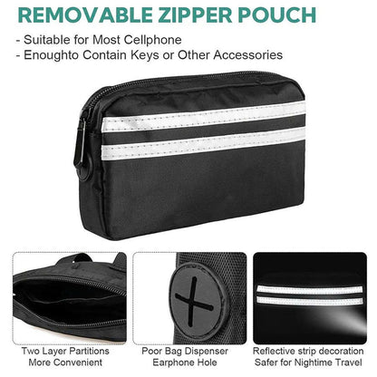 Hands-Free Dual Dog Leash with Removable Pouch & Shock Absorbing Bungee