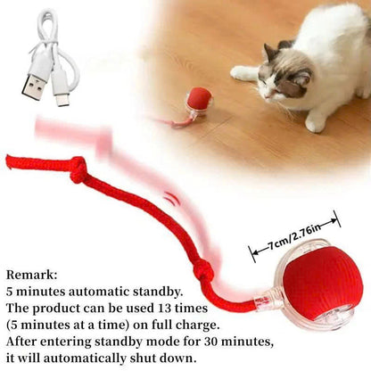 Smart Interactive Pet Ball Toy with Faux Tail – Automatic & Rechargeable