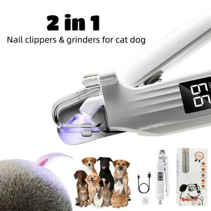 2-in-1 Electric Pet Nail Trinder & Grinder with Dual LED Lights