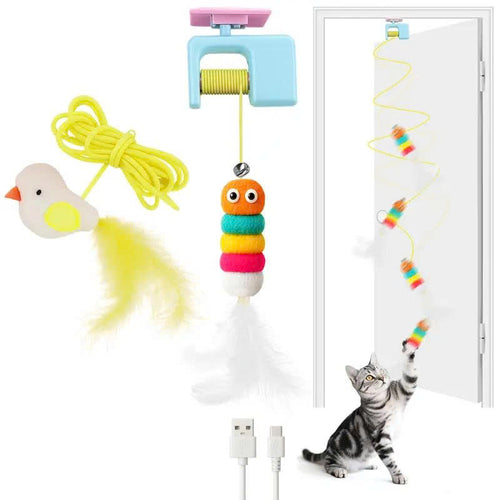 Automatic Hanging 2-in-1 Cat Toy – Flying Bird & Bouncing Caterpillar