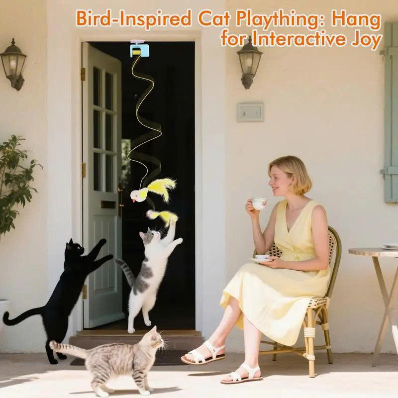 Automatic Hanging 2-in-1 Cat Toy – Flying Bird & Bouncing Caterpillar
