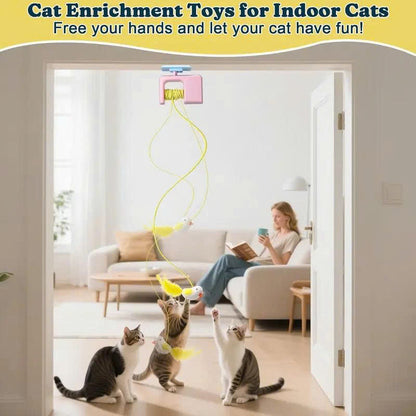 Automatic Hanging 2-in-1 Cat Toy – Flying Bird & Bouncing Caterpillar