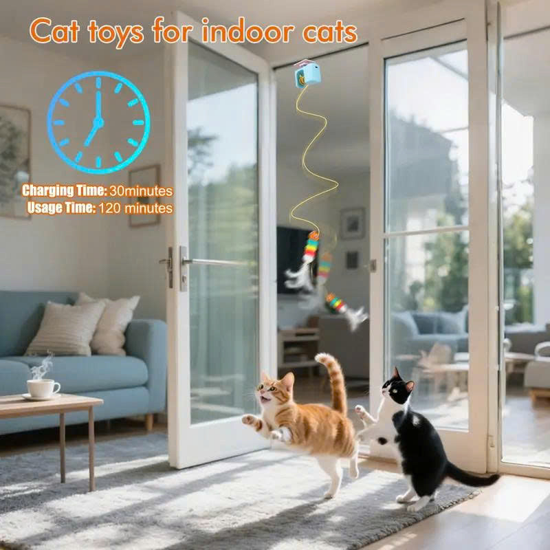 Automatic Hanging 2-in-1 Cat Toy – Flying Bird & Bouncing Caterpillar